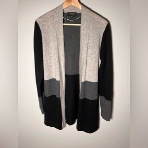 Charter Club Black and Gray Colorblock Cashmere Cardigan‎
